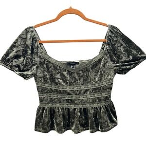 Velvet Milkmaid Top Green‎ Medium